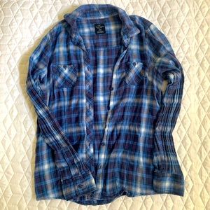 Faded Glory Blue Plaid Shirt
